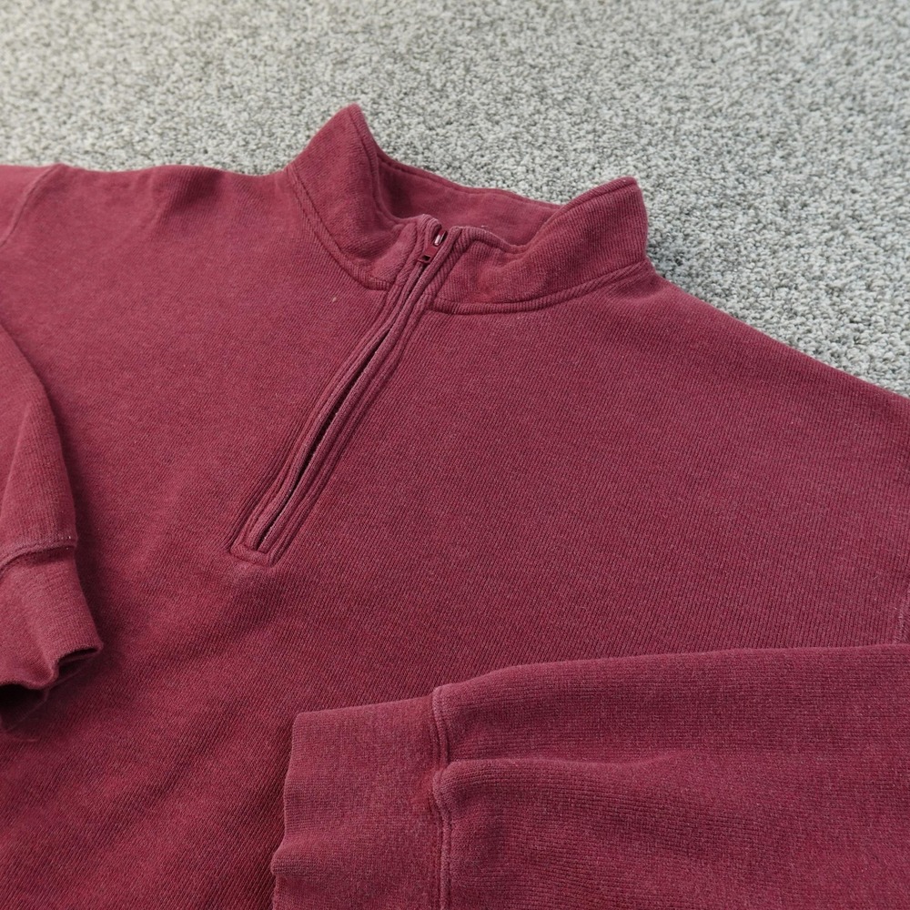 Orvis Sweatshirt Mens XL Red 1/4‎ Zip Mock Neck Pullover Fleece Sweater Outdoor